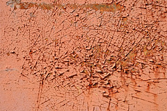 Sun worn paint, rusty steel surface texture