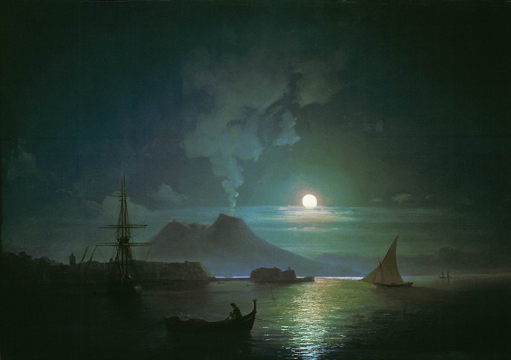 The Bay of Naples at moonlit night. Vesuvius by Ivan Aivazovsky, 1870