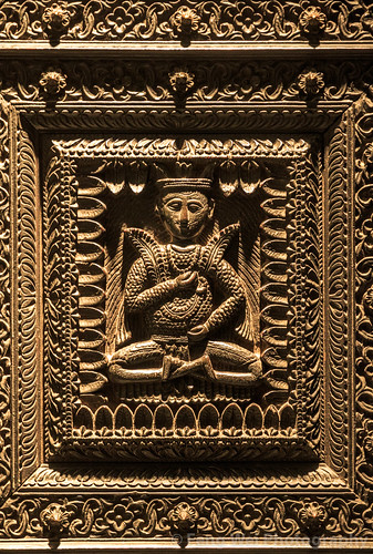 Wooden Door Inlaid With Hindu Deities,  Lahore Museum, Lahore, Punjab, Pakistan