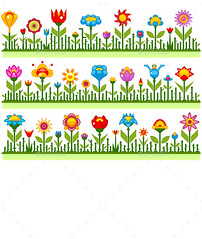 Floral Borders with Abstract Flowers (Flowers &amp; Plants)