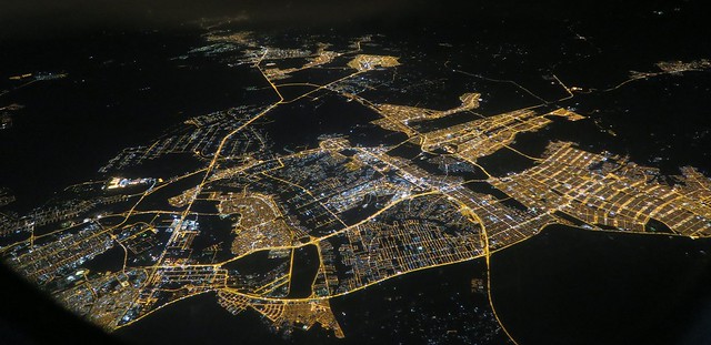 flight over brasila at night