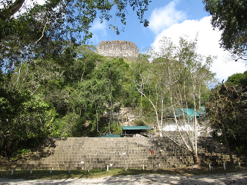 Tikal: le Temple à la Double Tête de Serpent, totalement envahi par la végétation