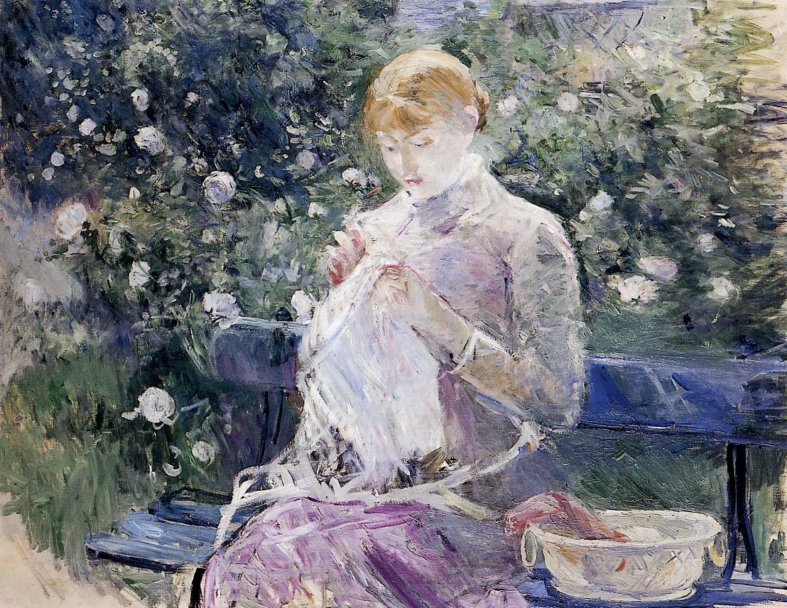 Pasie Sewing in the Garden by Berthe Morisot, 1882