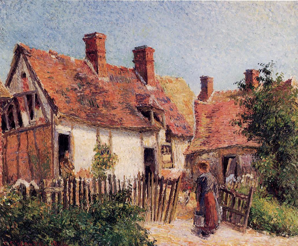 Old Houses at Eragny by Camille Pissarro, 1884