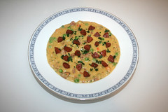 Potato soup with chorizo & peas / Kartoffelsuppe mit Chorizo & Erbsen