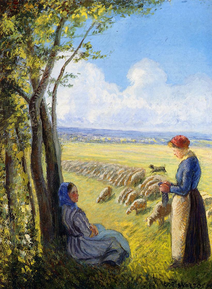 Shepherdesses by Camille Pissarro, 1887