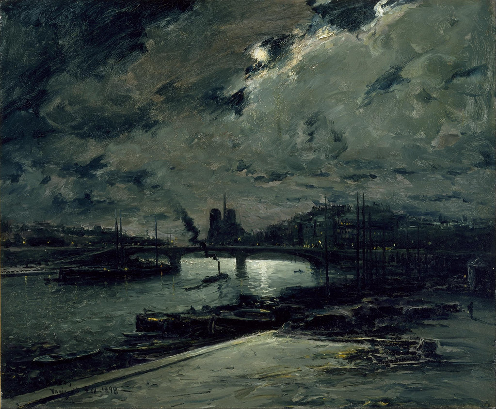 Quai at the Seine in the Paris Moonlight by Frank Myers Boggs