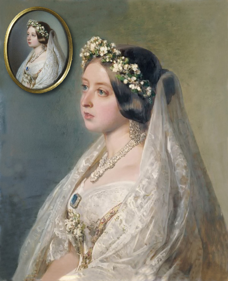 Queen Victoria by Franz Xaver Winterhalter, 1847. Miniature by John Haslem.