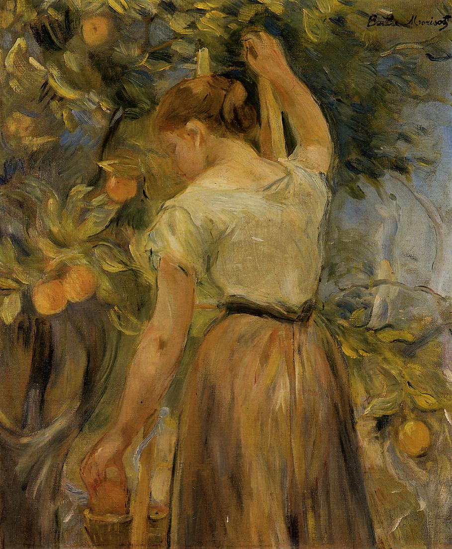 Young Woman Picking Oranges by Berthe Morisot, 1889