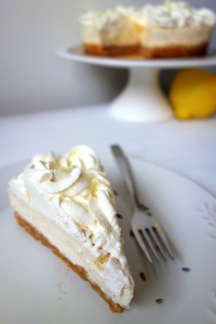 Goat cheese, lemon and lavender cheesecake