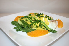 Codfish with green asparagus in orange-curry-sauce / Kabeljau mit grünem Spargel in Orangen-Currysauce