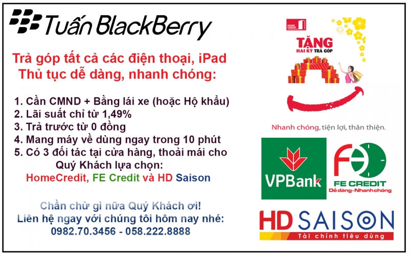 Tuấn BlackBerry Mua bán,Trả góp Smartphone: iPhone-iPad-Sony-Samsung-LG-HTC-SKY. Sửa chữa Điện thoại