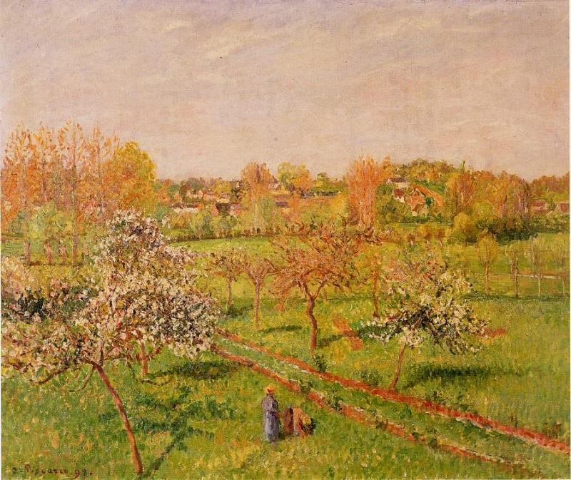 Morning, Flowering Apple Trees, Eragny by Camille Pissarro, 1898