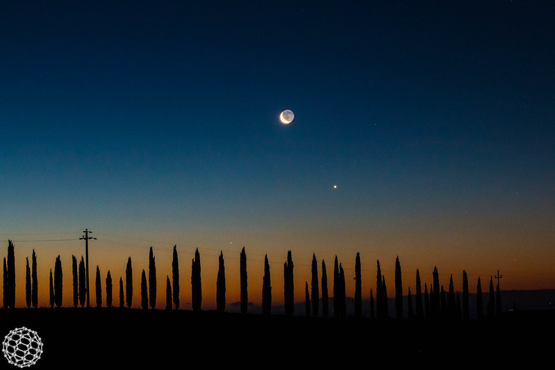 Mercury, Venus and Moon in Tuscany