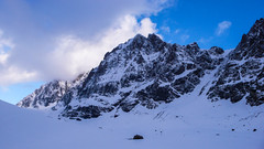 Lodowiec Vedretta di Scerscen i szczyt Piz Sella 3500m