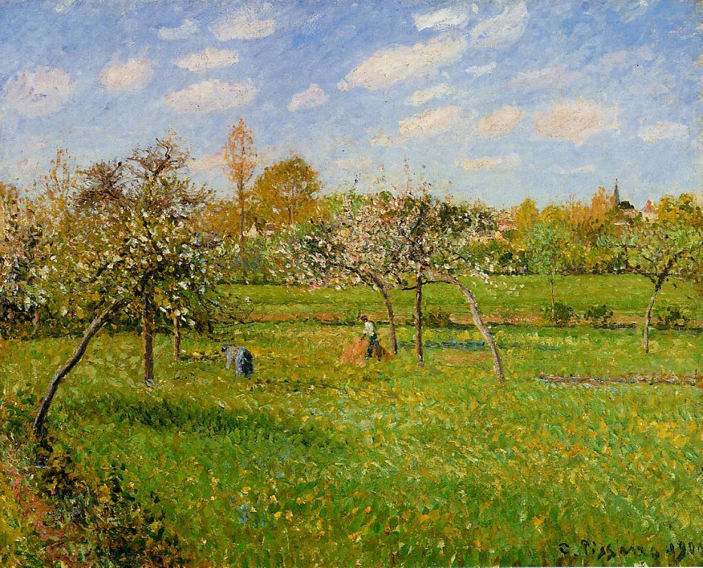 Spring Morning, Cloudy, Eragny by Camille Pissarro, 1900