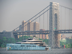 Mega-Yacht Aviva at the George Washington Bridge, New Jersey-New York City