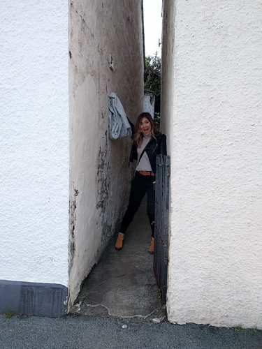 Natalie exploring a tiny alley!