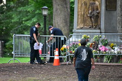 Flowers and Flyers at Silent Sam (2018 Sep)