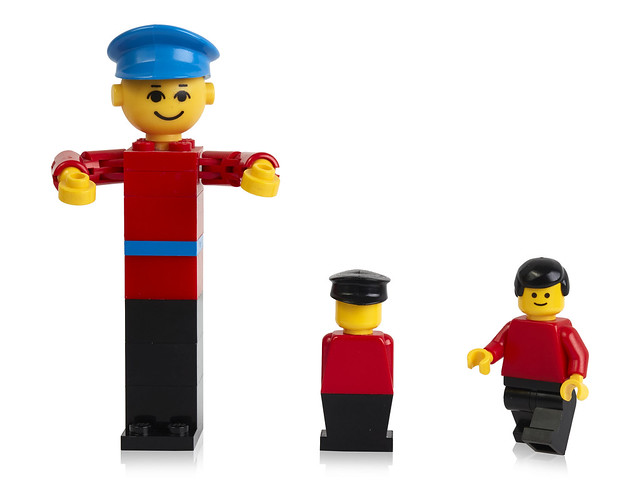 LEGO building figure from 1974, stage extra from 1975 and minifigure from 1978