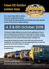 Celebrate 50 years of the Class 50 diesel-electric locomotive at a very Special event on the Seven Valley Railway 6th October 2018