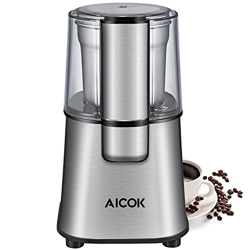 Aicok Electric Coffee Grinder Fast and Fine Fineness Coffee Blade Grinder with Removal Bowl, Spice Grinder for Coffee Beans, Spices, Nuts and Grains, Stainless Steel, Dishwasher Safe, 60g, 200W Review