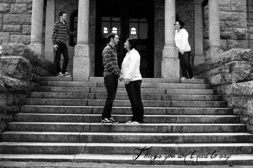 portrait blackandwhite bw building love composite stairs ma outside engagement spring couple massachusetts cloning newengland mass lakeville quitticaswatertreatmentplant
