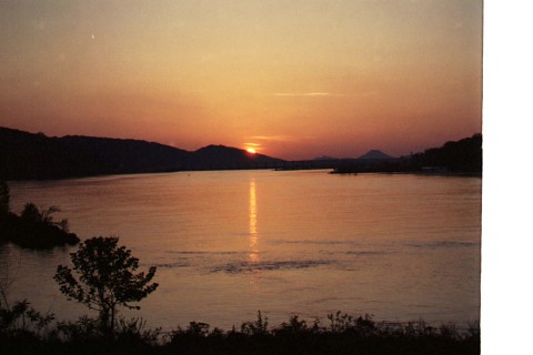 sunset sky orange mountains water river arkansas arkansasriver