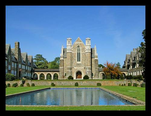 reflection pool buildings landscape reflecting arches archway grounds berrycollege fieldstone scenictravelromegeorgiausaautumnfallnovembernikoncoolpixjgraceystinsonseasons