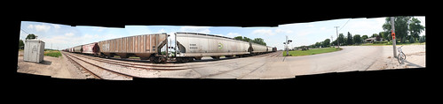 road street railroad sky panorama cars minnesota bicycle rural train track crossing guard perspective july rail morris prairie plains signal 2007 curvature shunting