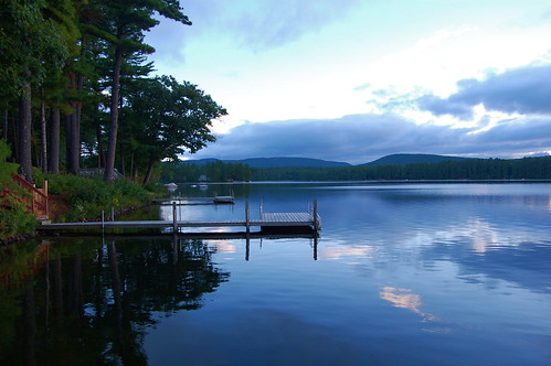 blue sunset lake dock crystallake gilmantonironworks