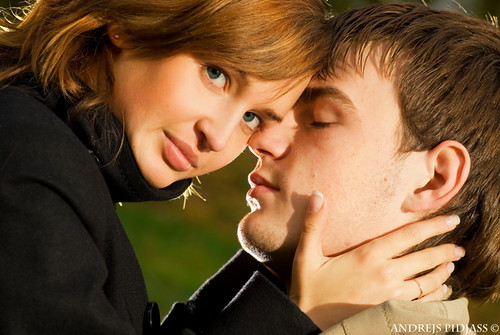 Close-up portrait of a young couple in love