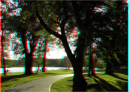 lake stereoscopic stereophoto 3d path scenic iowa shore anaglyphs redcyan 3dimages 3dphoto 3dphotos 3dpictures stereopicture floatingwindow snydersbend