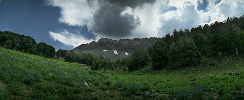 california panorama mountain green nature forest landscape solitude cloudy hiking wide overcast panoramic trail noblex alpine backpacking summit warren modoc cottonwoodlake