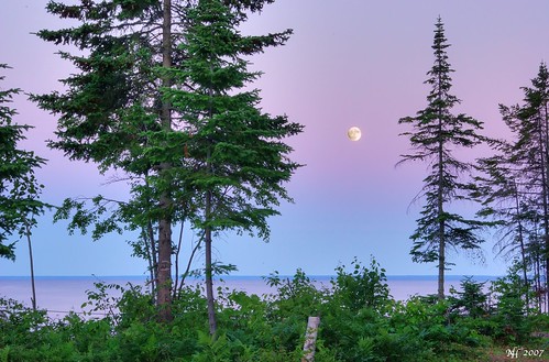pink blue trees sunset moon lake pine evening bay paradise purple michigan superior whitefish hdr naturesfinest 3xp outstandingshots anawesomeshot excapture imgp0469hpf norjamss