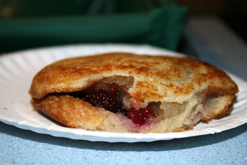 "Toast-tite" made of applesauce and fresh blackberries and raspberries
