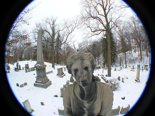 trees winter portrait snow ny newyork cold nature cemetery grave graveyard statue dark dead outside death hope branches south headstone tomb goth piercing creepy rochester spooky mount doom gravestone wedge wny monroecounty fz7 gawf semifisheyelens