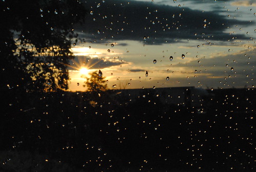 sunset window rain