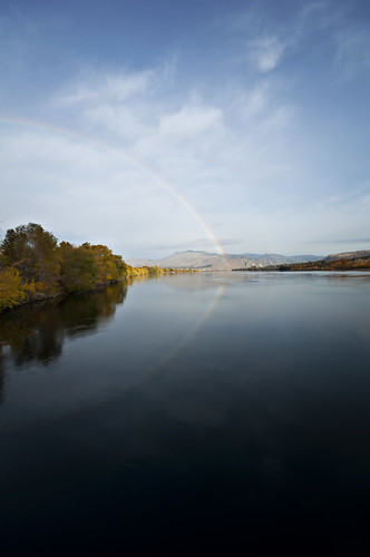 sky reflection clouds river rainbow columbia wenatchee