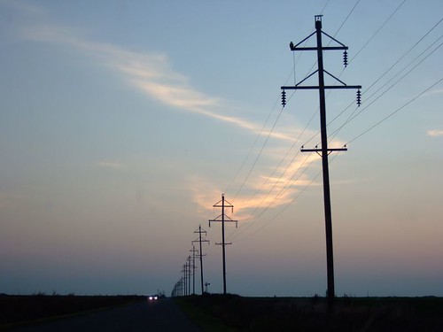 road sunset sky cloud tower rural countryside twilight dusk country headlights powerlines telephonelines telephonepole wisp