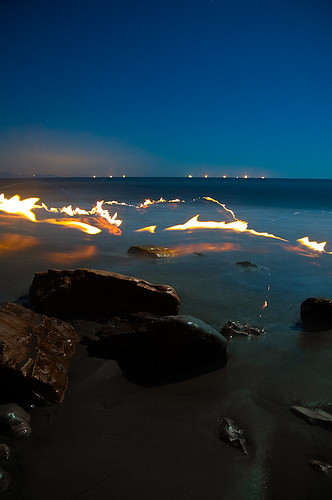 ocean california longexposure lightpainting beach santabarbara night landscape fire d70 mesa nightlong 1750mm exposurefiresanta barbaramesa