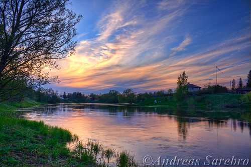 sunset sky cloud house reflection tree reed water grass river spring sweden hdr arboga moln gräs rihdr