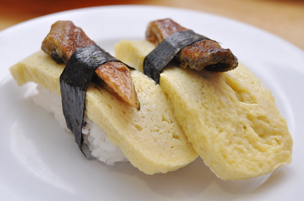 Tamago egg with unagi sushi japanese food