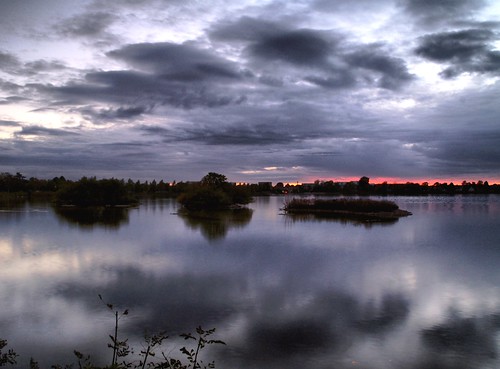 longexposure sunset sky lake reflection water clouds mirror damhussøen