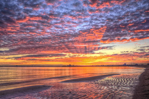 pink sunset red orange beach colors yellow clouds photoshop catchycolors spectacular bay sand nikon colorful australia melbourne victoria stunning ripples d200 hdr stkilda topaz portphillip stkildapier photomatix