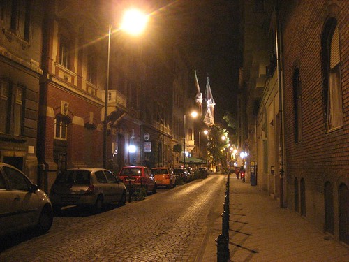 Budapest street in the evening