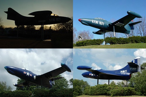 blue sunset collage wisconsin marine fighter aircraft navy jet panther janesville vfw f9f onapole