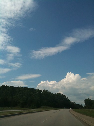 sky clouds highway driving texas huntsville i45 interstate45
