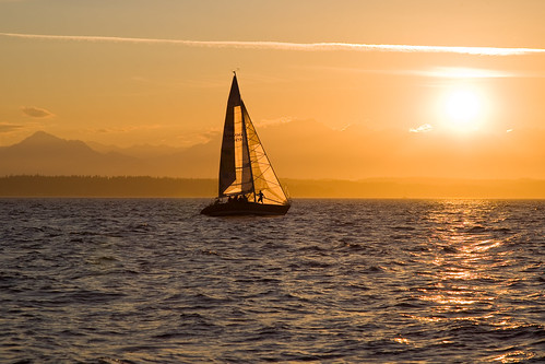 sunset nature landscape boat sailing
