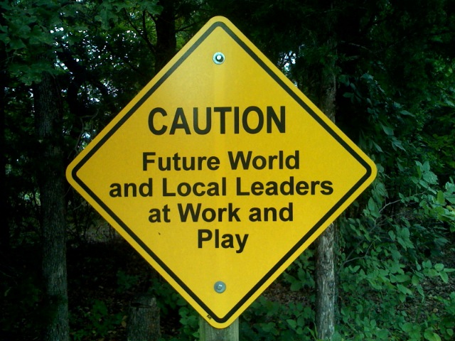 Caution: Future World and Local Leaders at Work and Play